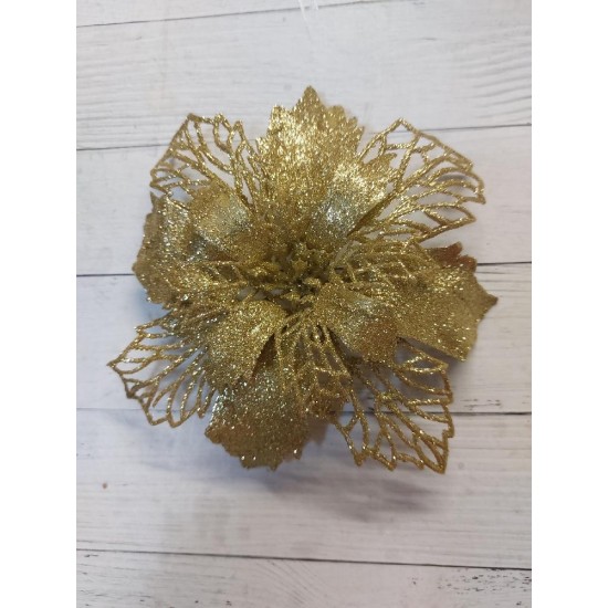 Цветы в глиттере 16 см цв. золото, цена за 1 шт